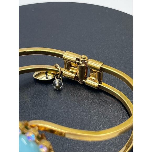 Betsey Johnson Signed Candy Land Pink Heart Rhinestone Blue Enamel Bangle - Picture 16 of 16